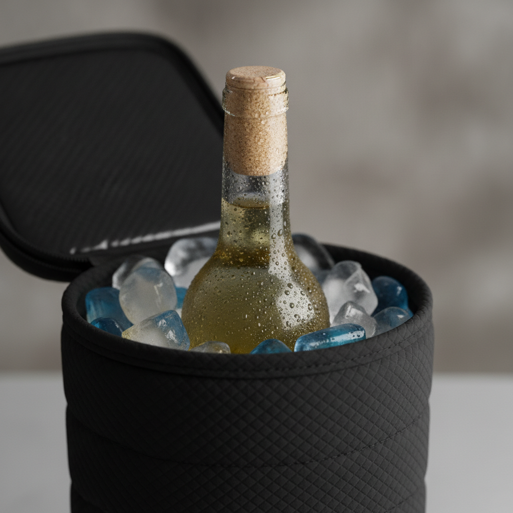Chilled white wine in insulated bag for fast wine delivery in Calgary
