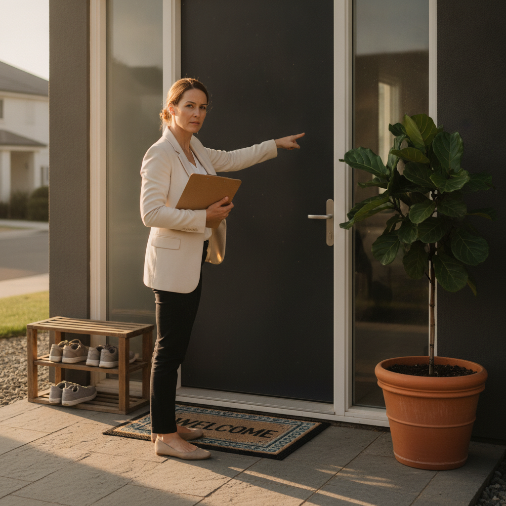Consultant assessing a home entrance in Brampton while checking for vaastu dosh signs in home