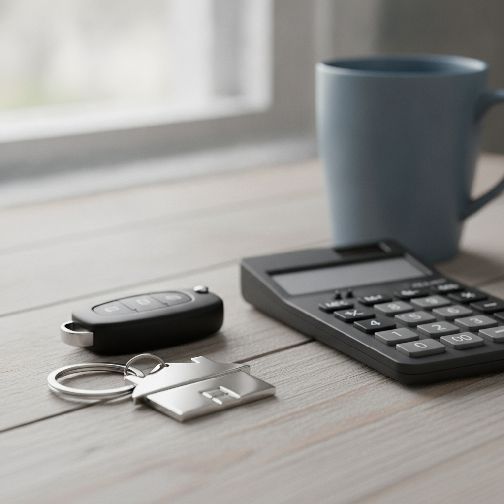 Close-up of a home keychain and car key fob symbolizing car and home insurance bundle planning in Ontario