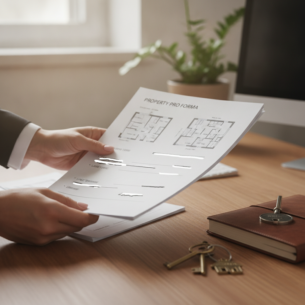 Advisor reviewing property pro forma with residential and commercial considerations in Mississauga