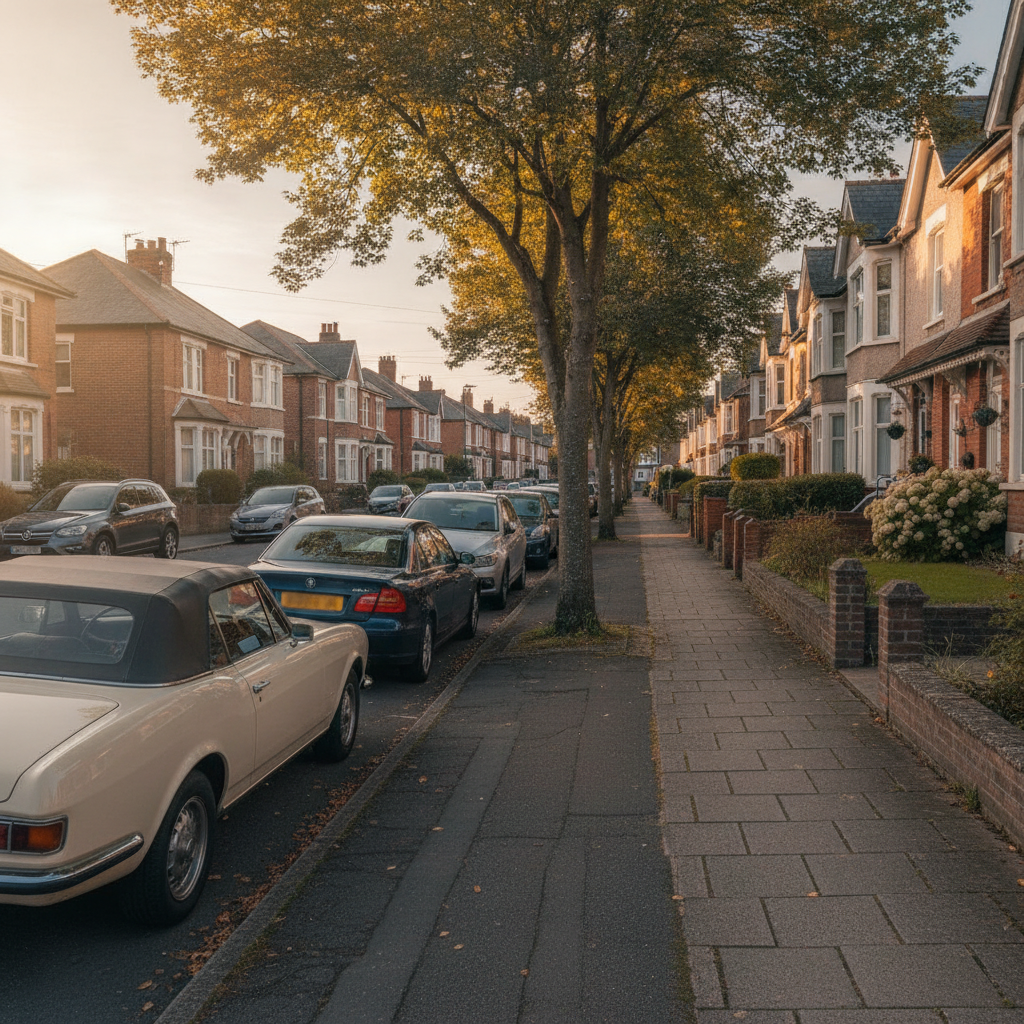 Whitby neighborhood street with parked cars—realistic context for Ontario auto insurance comparisons
