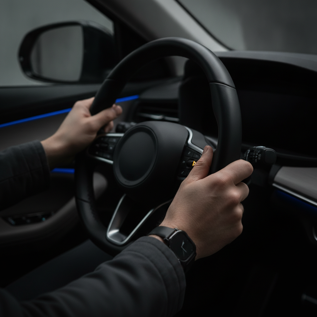 Close-up safe driving detail in Ontario—context for comparing auto insurance companies in Ontario, Canada