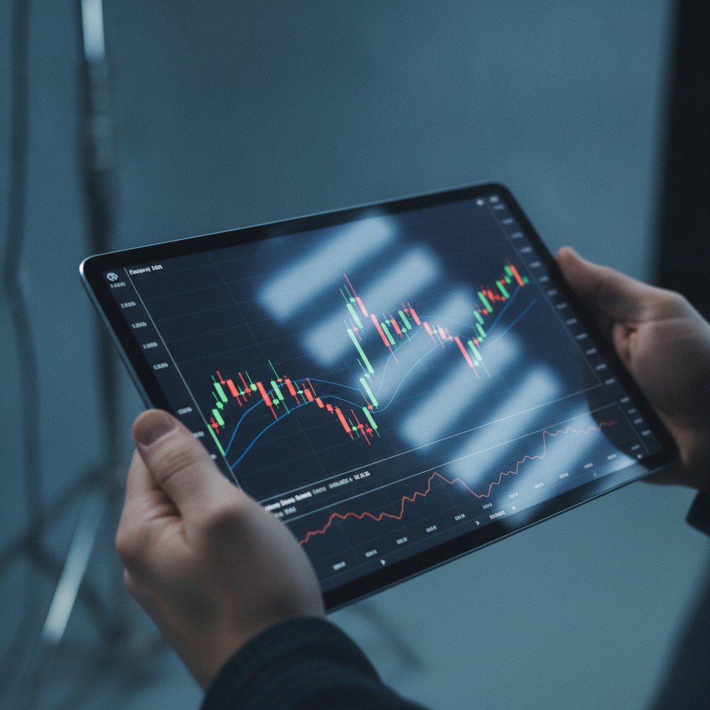 Close-up of chart study reinforcing beginner trading courses with candlestick analysis and indicators