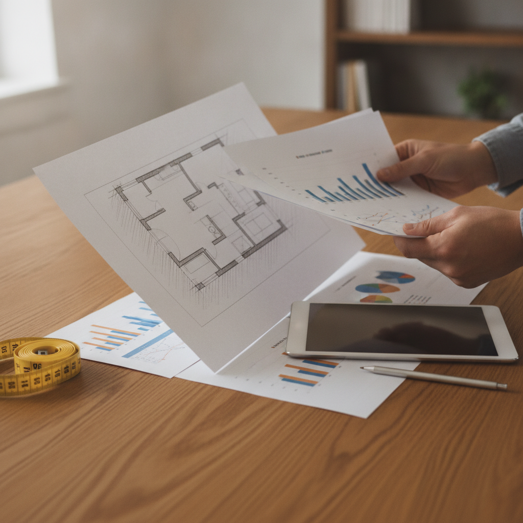 Close-up of valuation worksheets and floor plan sketches used to compare North York comparables in a home valuation estimate