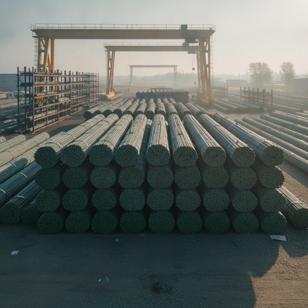 Featured image showing epoxy coated rebar bundles in a Woodbridge fabrication yard, illustrating epoxy coated rebar value planning