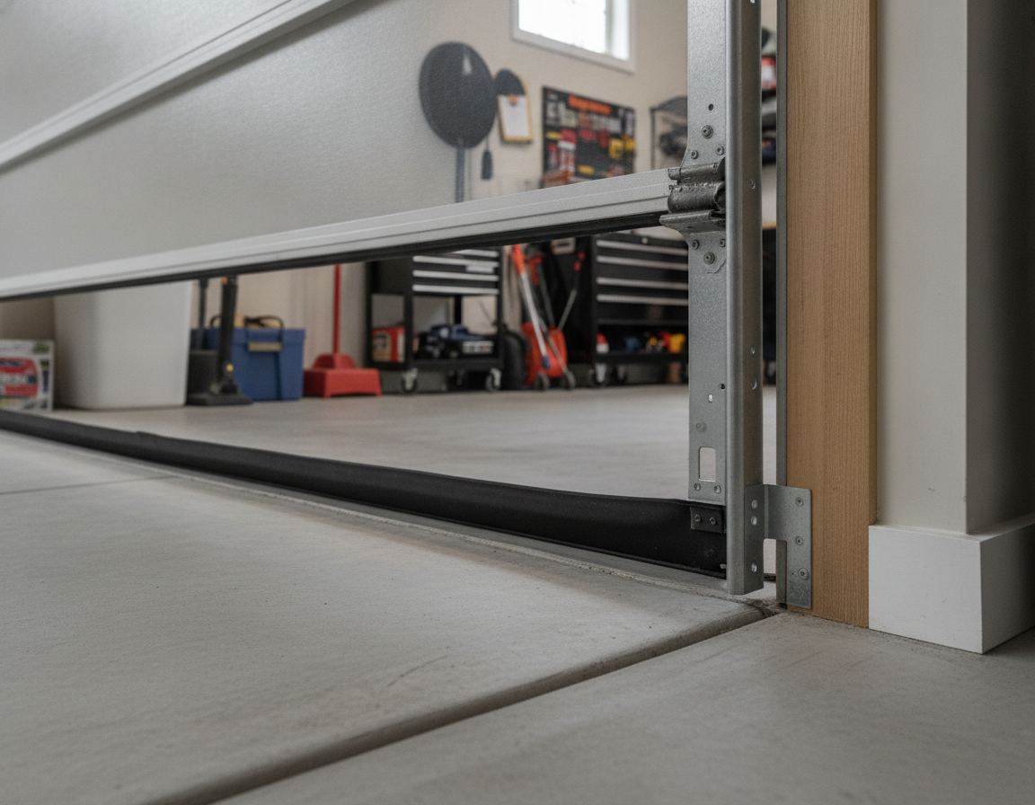 Garage door rodent exclusion with a tight-fitting door sweep and weatherstripping installed by a pro