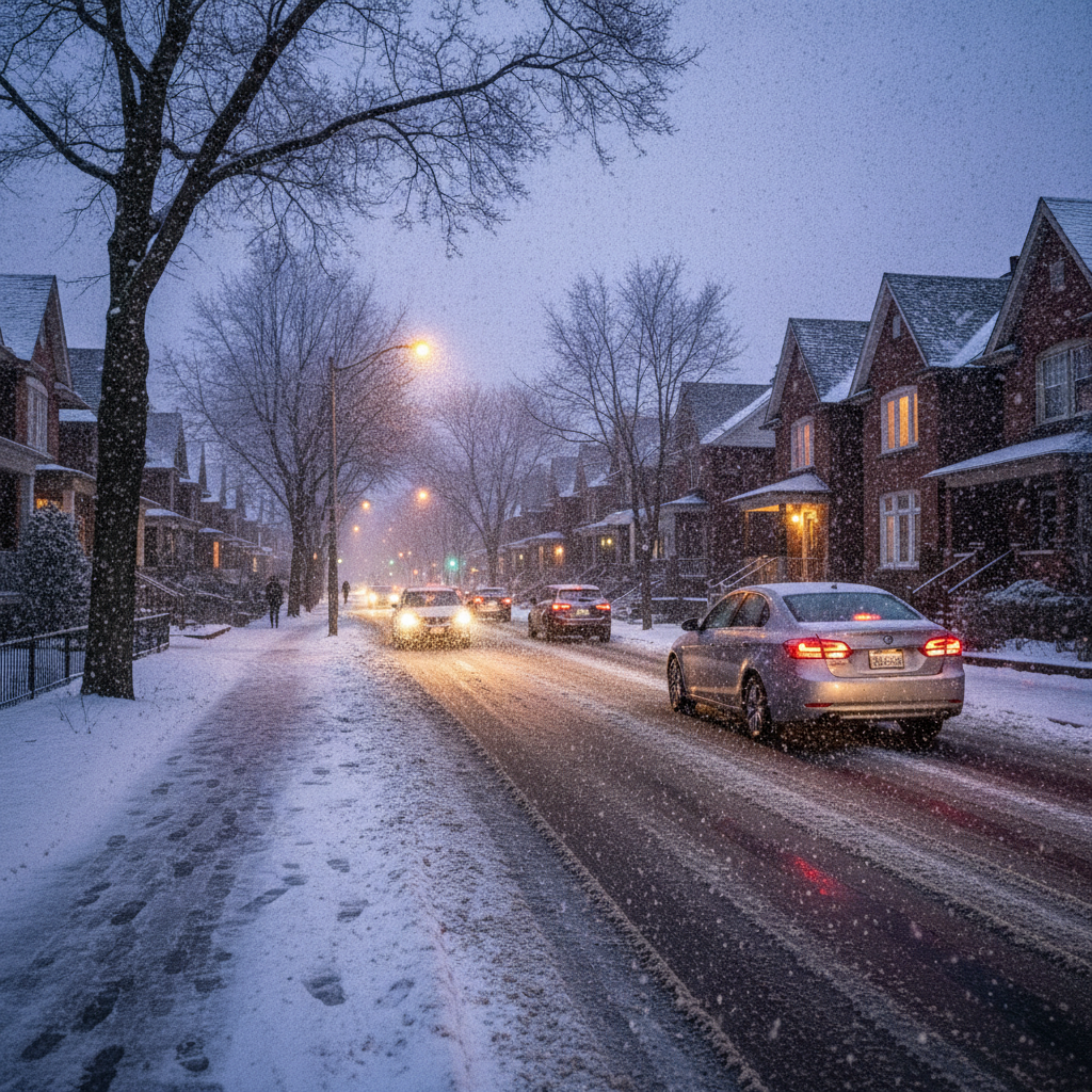 Winter driving scene reinforcing why Toronto auto insurance rates reflect seasonal risk