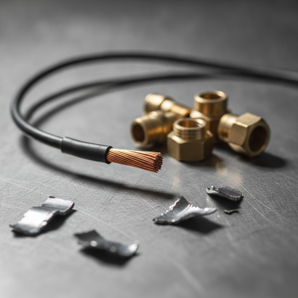Clean copper wire, brass fittings, and stainless offcuts prepared to improve scrap prices at an Etobicoke yard