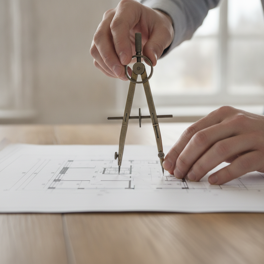 Compass on a floor plan used to compare Vaastu and Feng Shui directions for Brampton homes