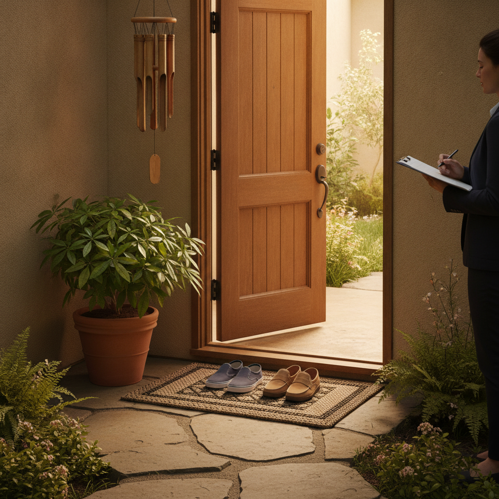 Home entrance assessment applying Vaastu and Feng Shui cues in a Brampton house