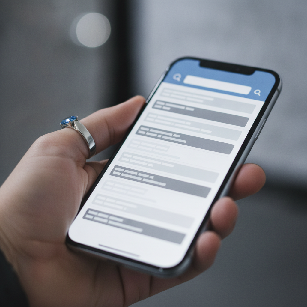 Close-up view of mobile Google results; demonstrates how to optimize search engine results on Google with mobile-first layout and clarity