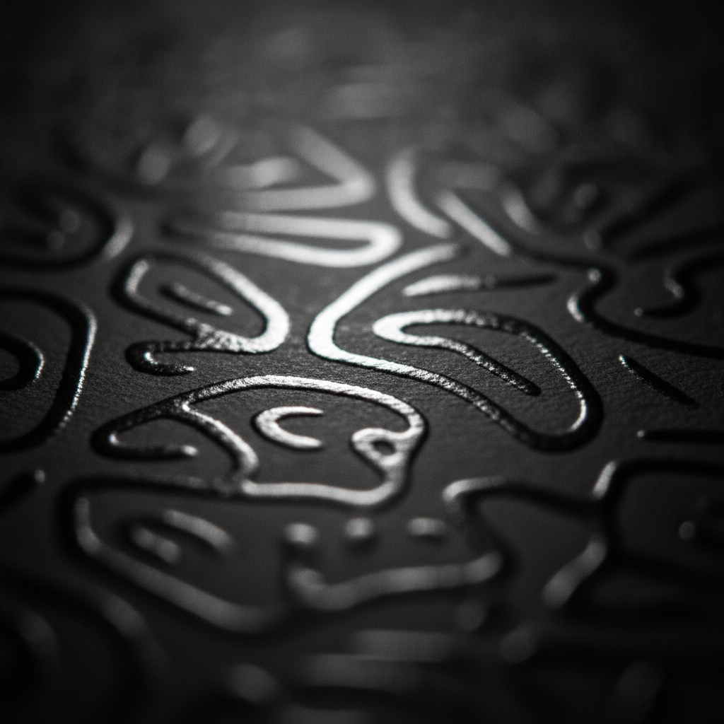 Close-up of raised spot UV texture on realtor business card for Mississauga agents