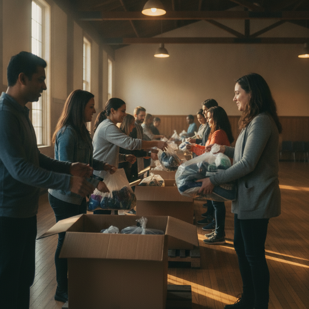 Scarborough volunteers distributing supplies after nonprofit registration and permitting