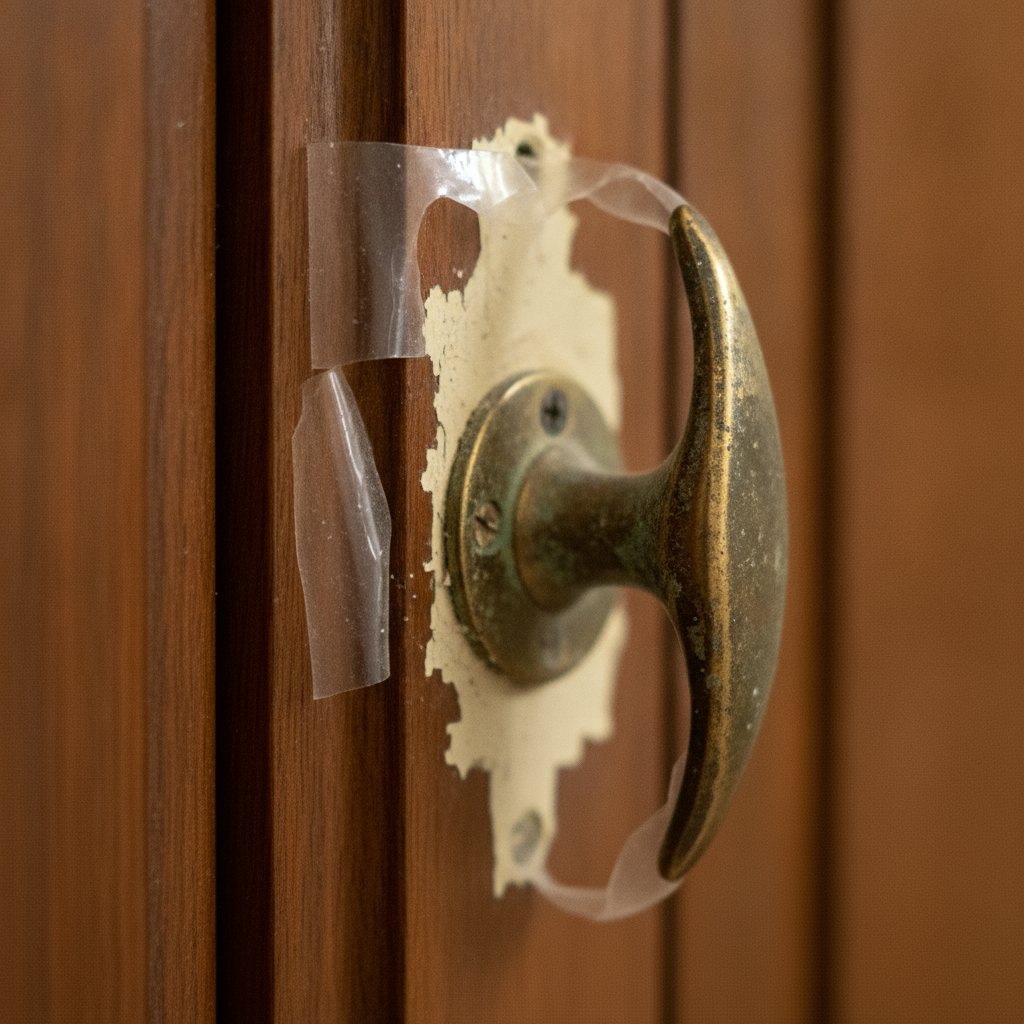 Close-up of peeling cabinet finish at the edge—urgent sign cabinets need refinishing in York kitchens