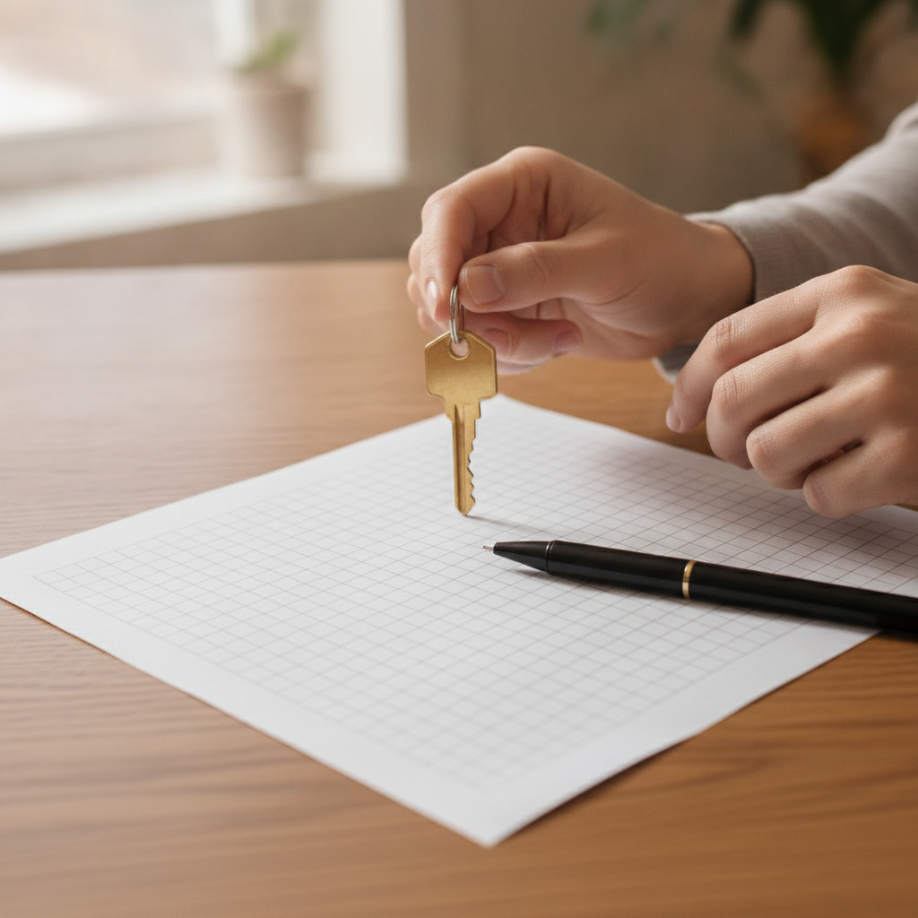 Close-up of keys and planning sheet, focusing on Edmonton mortgage payment planning and amortization