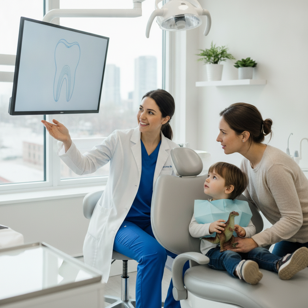 Myofunctional therapy consult for child and parent at SR Smile Care in Scarborough