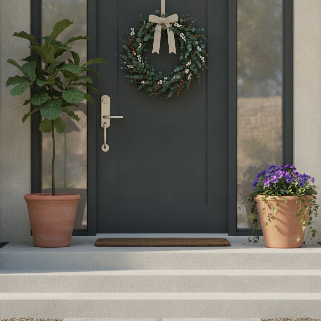 Curb appeal detail at a staged entryway for houses for sale in Cambridge Ontario
