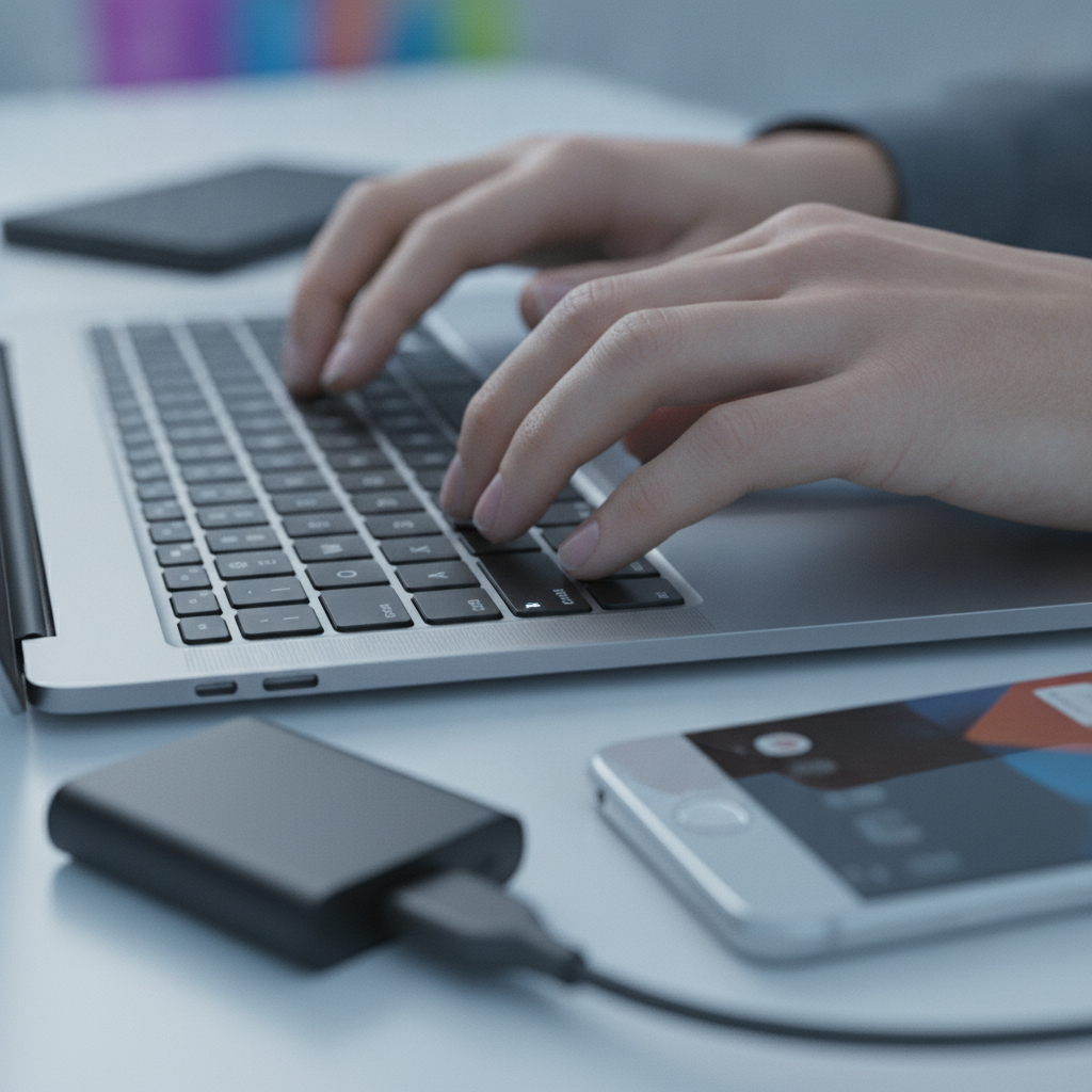 Close-up of hands optimizing a webpage for Google search with on-page SEO and internal linking