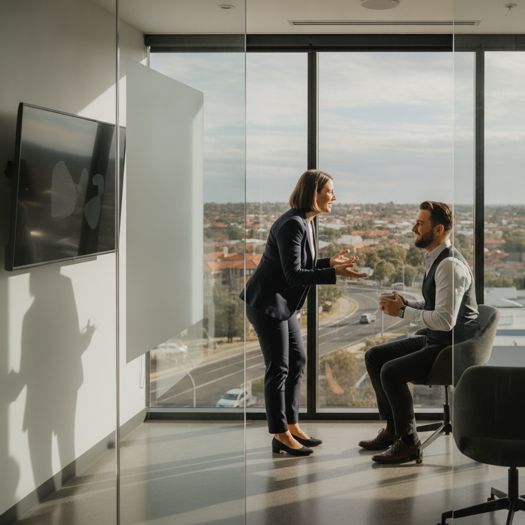 Parramatta business advisory meeting scene, showcasing integrated tax and accounting services for SMEs