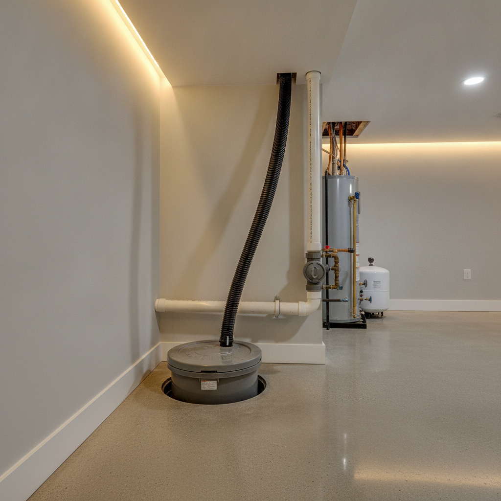 Finished Whitby basement with sump pump and backwater valve for Ontario home insurance endorsements