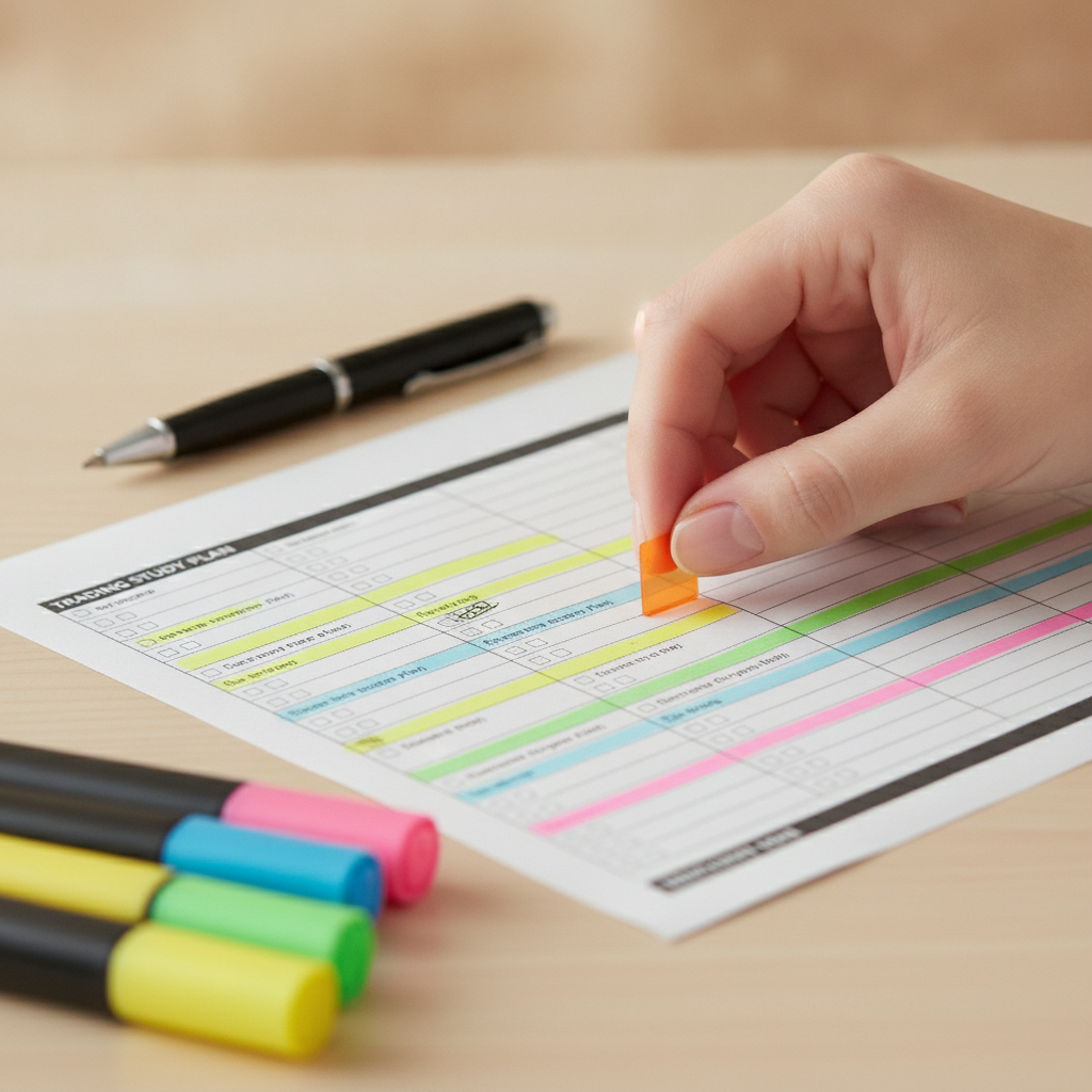 Study plan tools for online trading courses with risk management focus