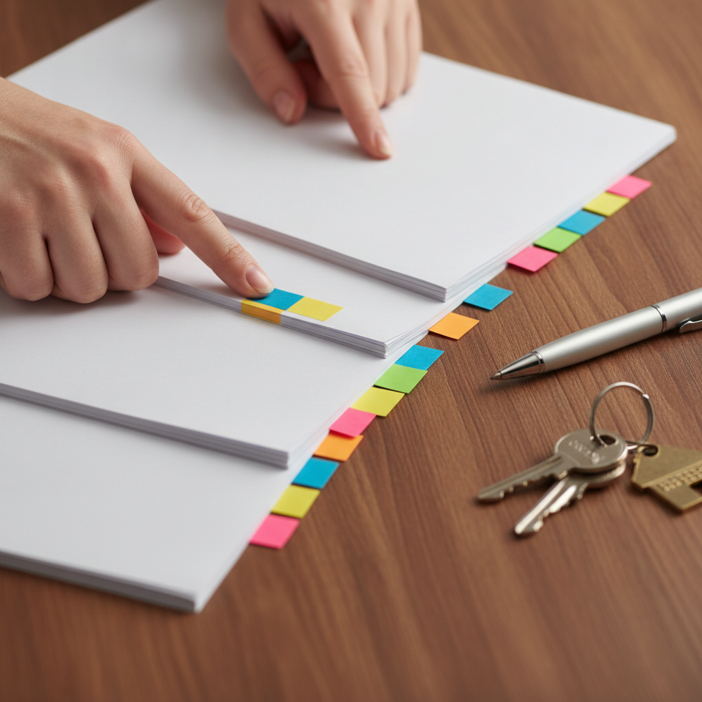 Home loan options for homeowners: close-up of borrower comparing refinance and equity choices with keys and documents