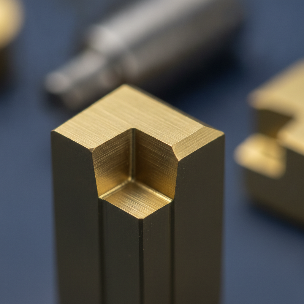 Close-up of TiN PVD-coated carbide insert with wear-resistant golden film, surface engineering detail