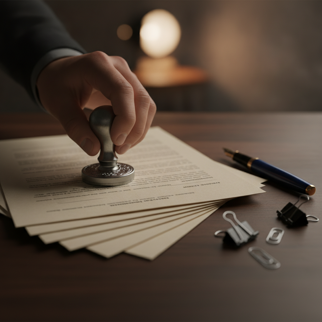 Close-up of a notary seal used to certify true copies and affidavits for business registration Canada paperwork