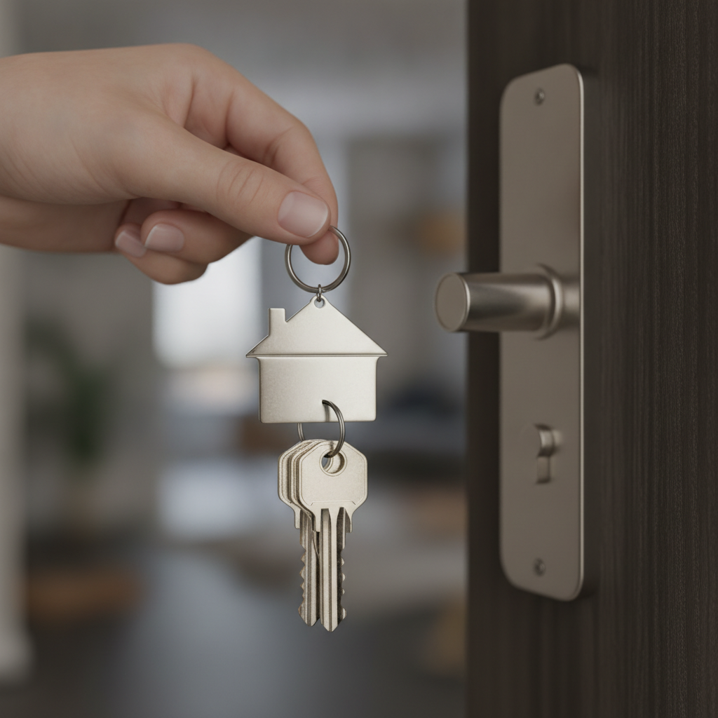 New apartment keys and modern lock — secure rentals in Canada with Houseup