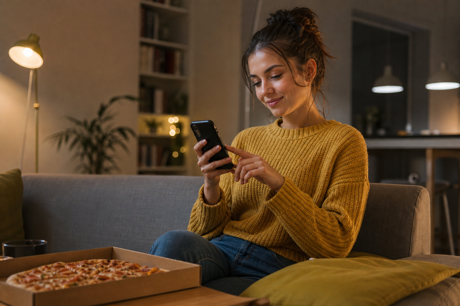 Use account and re-order features to finish faster — order pizza online