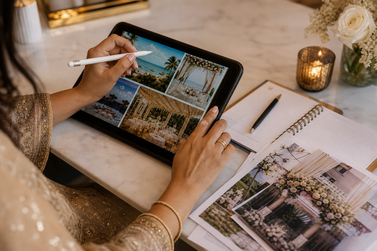 Months 9-6: book venue and key vendors, issue save-the-dates and travel guidance — destination wedding planning