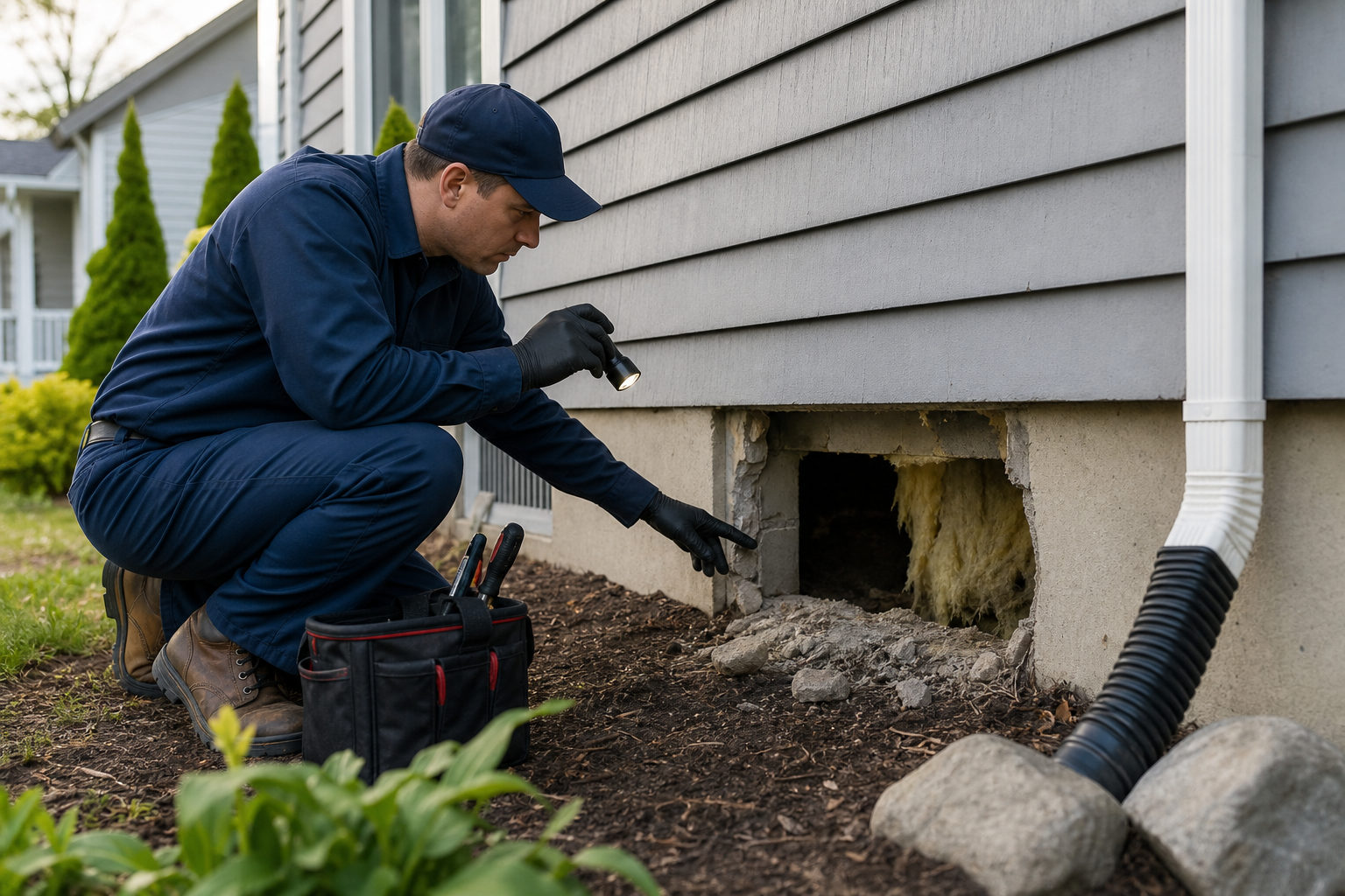 Red flags that mean stop DIY and call a local exterminator — rodent entry points home
