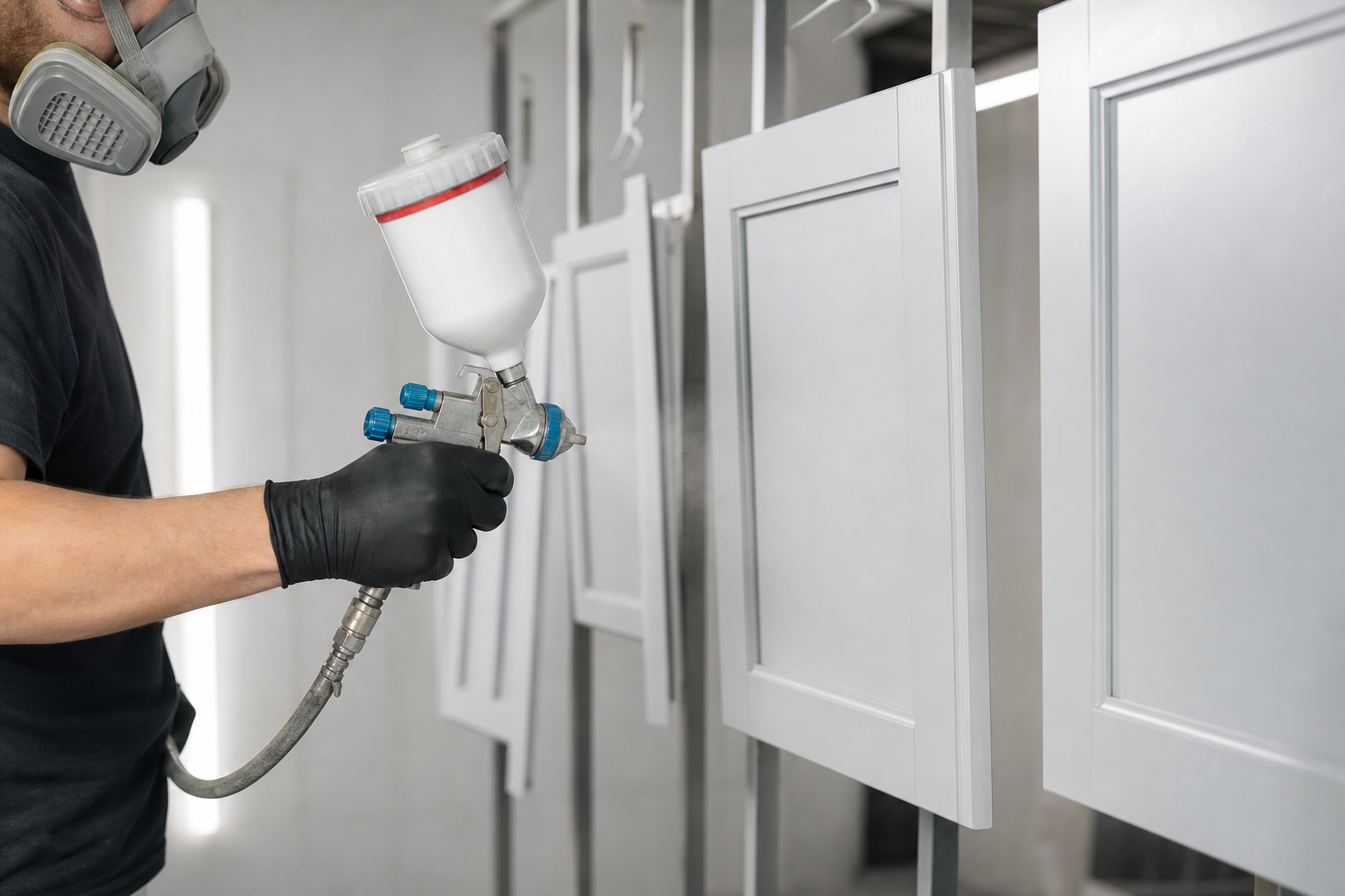What happens during the cabinet respraying process?