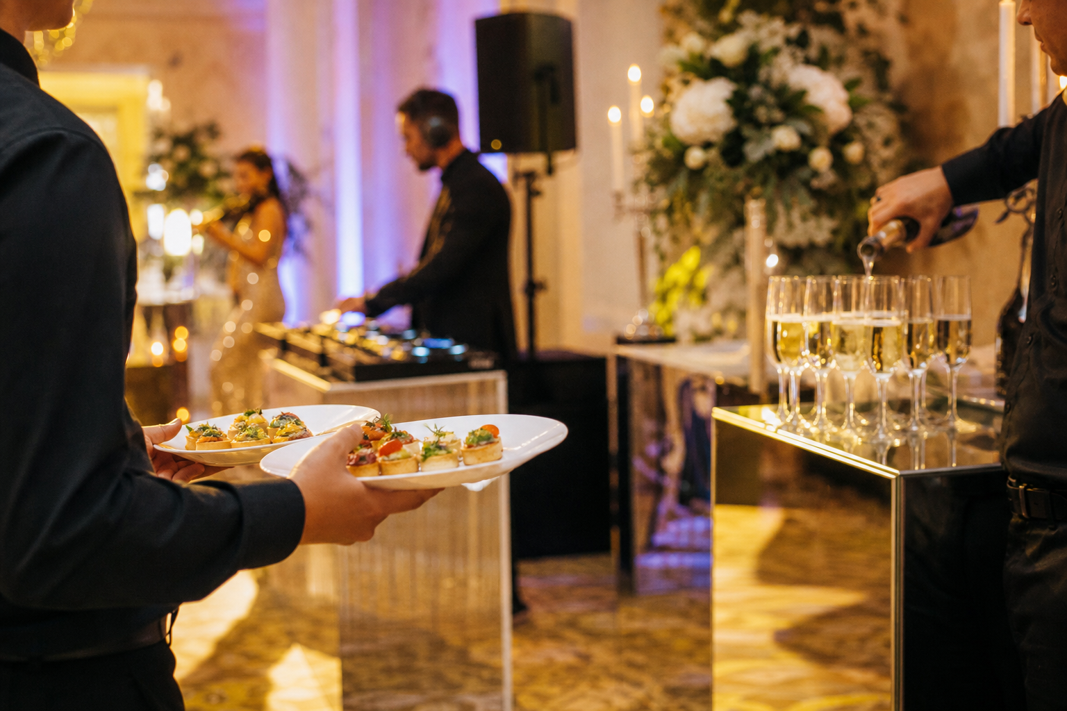 Book core vendors: catering, drinks, DJ, entertainment, and décor — private celebrations London