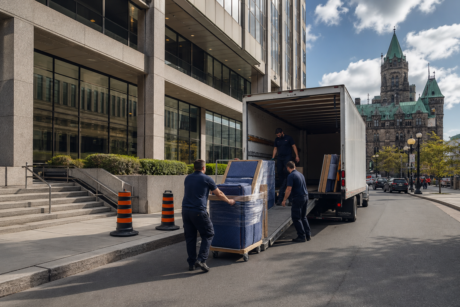 6. Manage building logistics and Ottawa-specific constraints — how to move office furniture safely