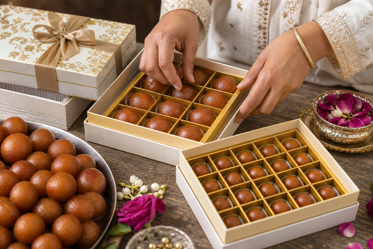 Packaging, portioning and presentation for gifting and catering — mini gulab jamun