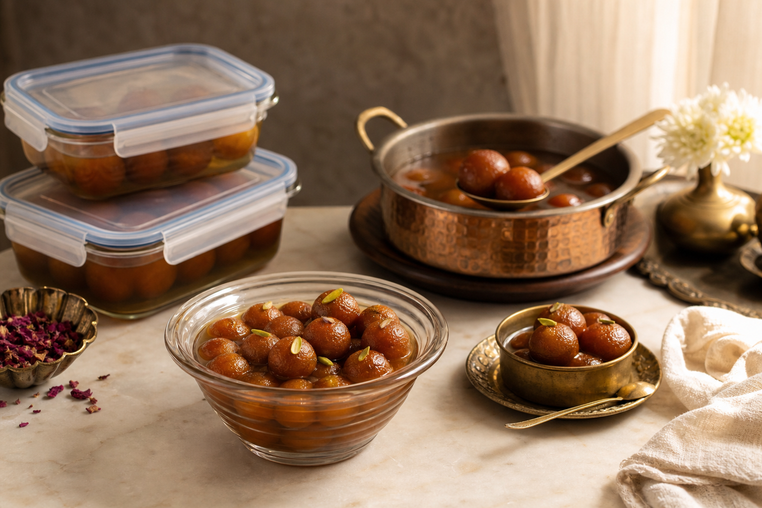 Storage, reheating and serving tips so minis stay tender — mini gulab jamun