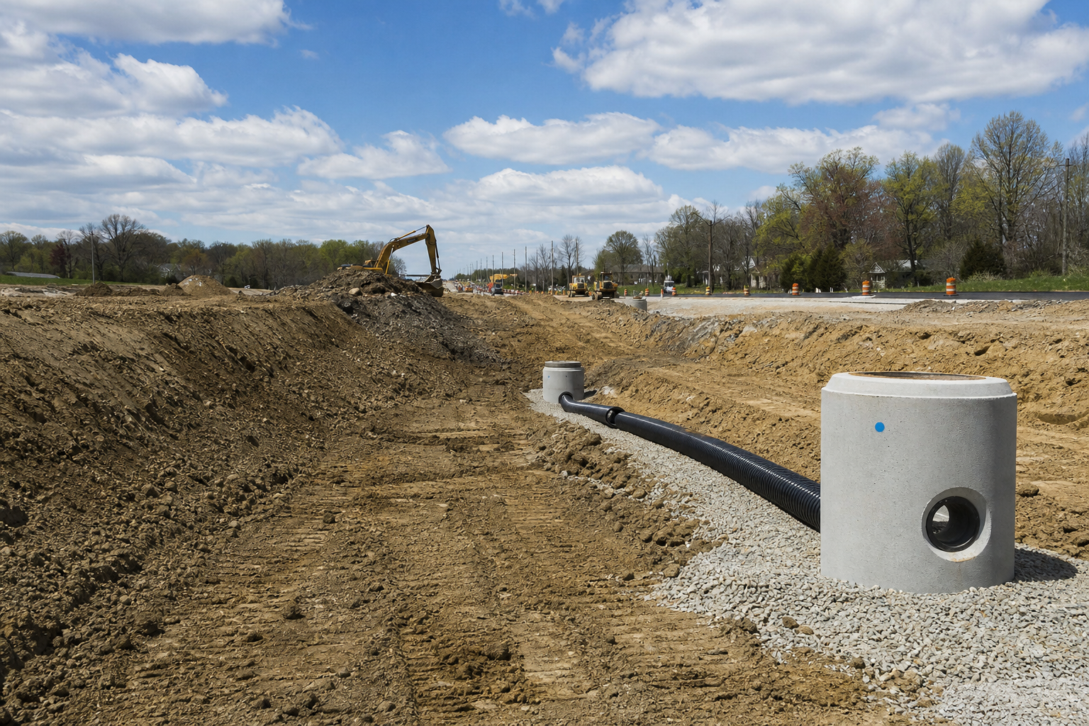 Phase 4: Utilities, drainage, and subgrade preparation — roadway construction phases