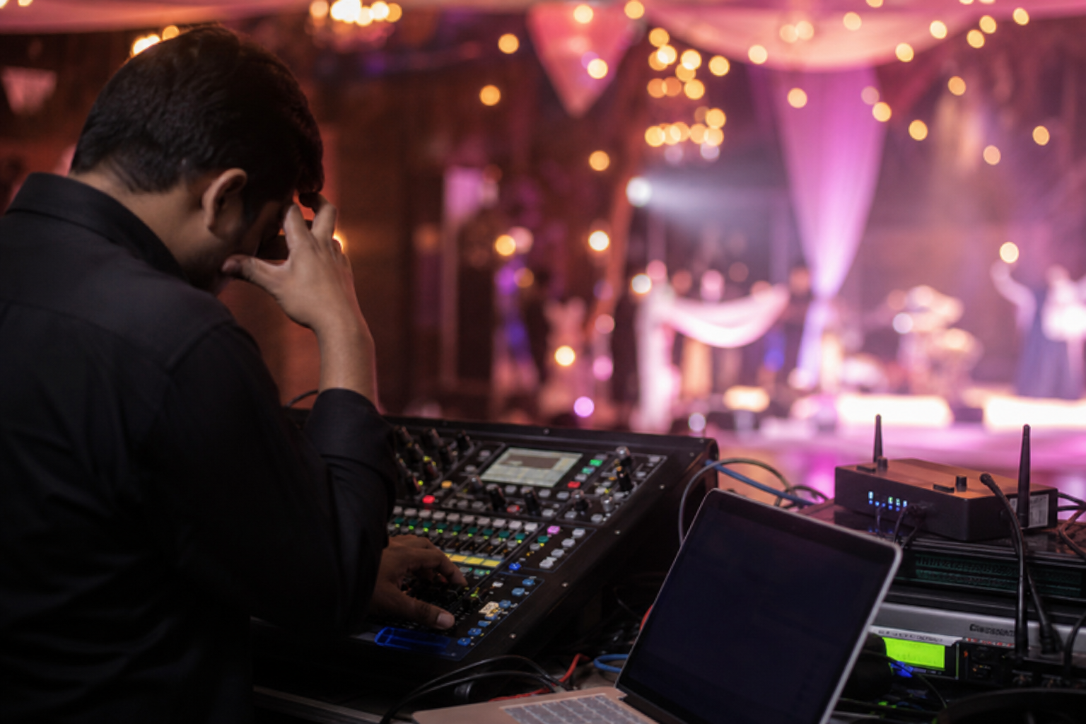 Poor audio, AV, and venue coordination — sangeet night choreography
