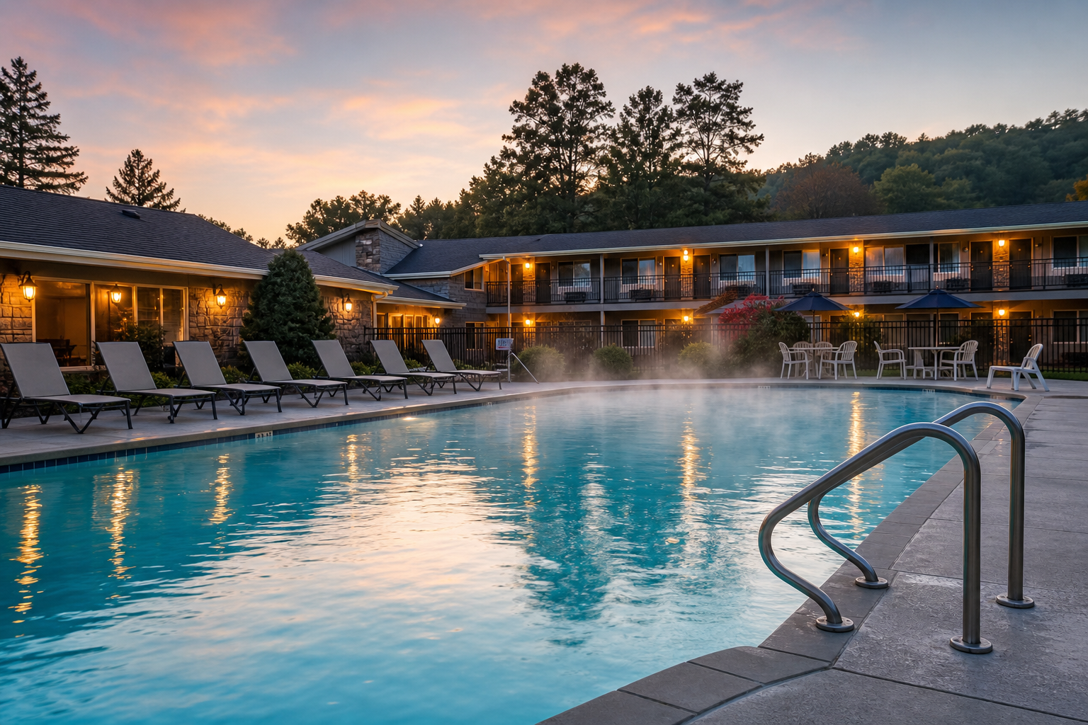 What families should know about the heated pool at Briarcliff Motel?