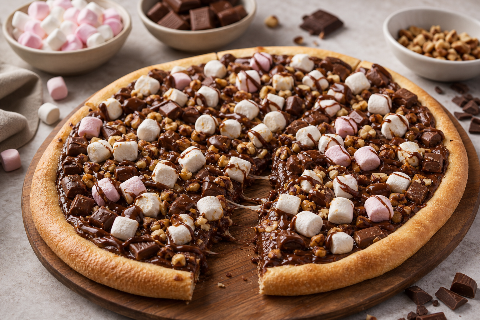 How do you make a Rocky Road Pizza dessert?