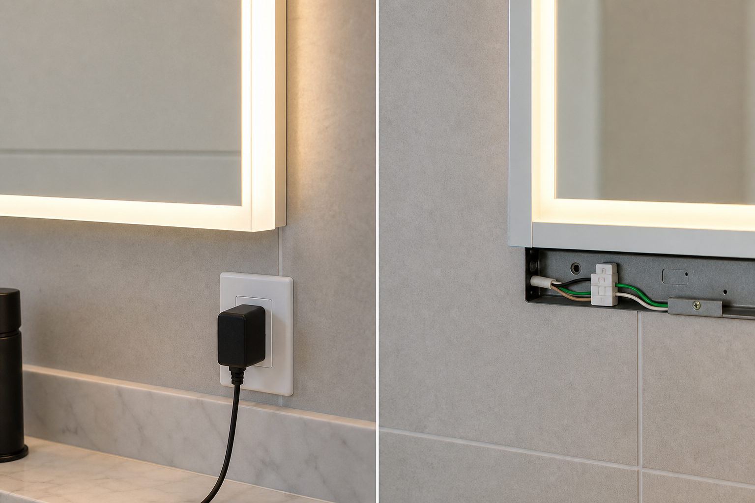 Plug-in versus hardwired LED mirrors: a quick comparison — LED bathroom mirrors