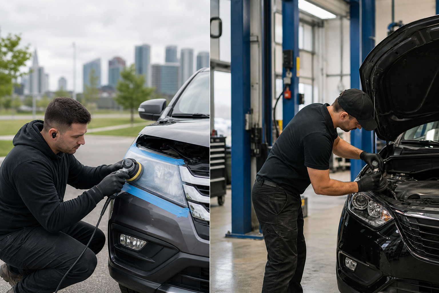 Local logistics for Mississauga, Brampton and the GTA: mobile versus in-shop service — headlight restoration cloudy lenses