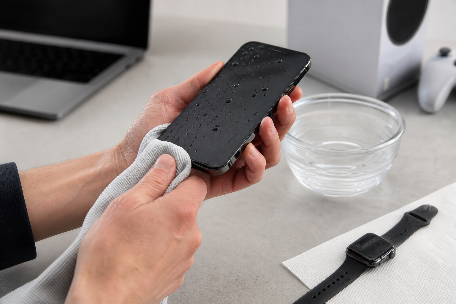Immediate steps for water-exposed phones, tablets, laptops, smartwatches and consoles — water damage assessment guide