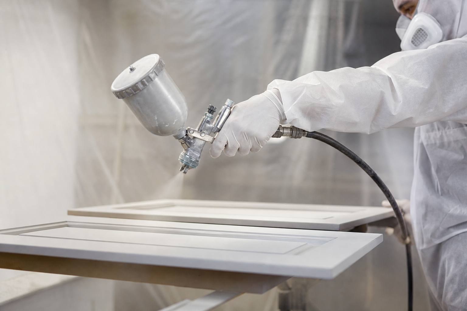 What a professional spraying job involves — spraying kitchen cabinets