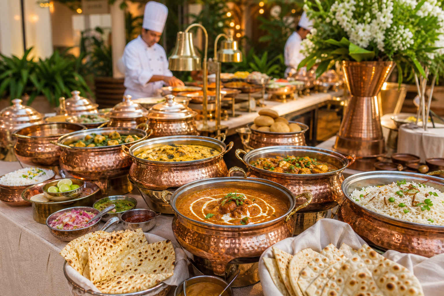 7 Indian catering menu guide plans for buffet, boxed and live stations