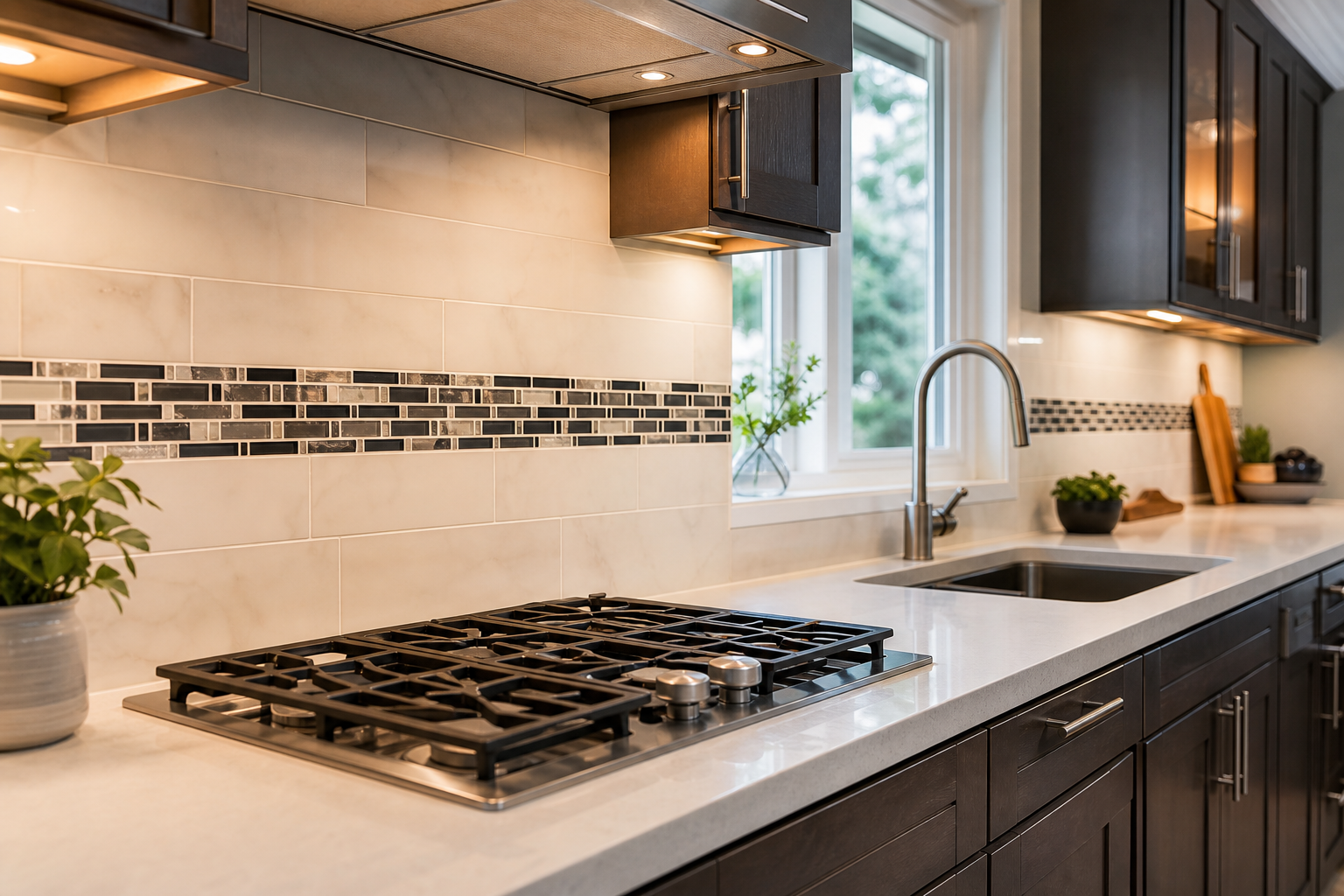7 kitchen backsplash ideas for modern homes with low-maintenance finishes 3 6. Feature strip, mosaic band, or mixed-material insets for visual focus — kitchen backsplash ideas for modern homes