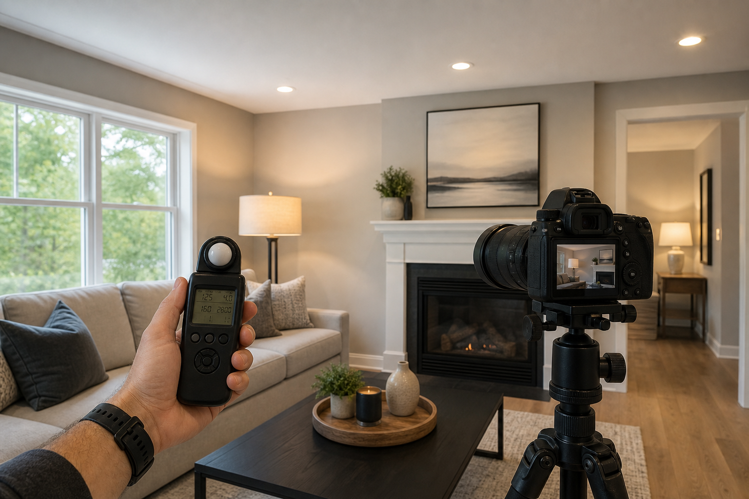Interior light balancing: natural light, fill, and mixed sources — real estate photography lighting