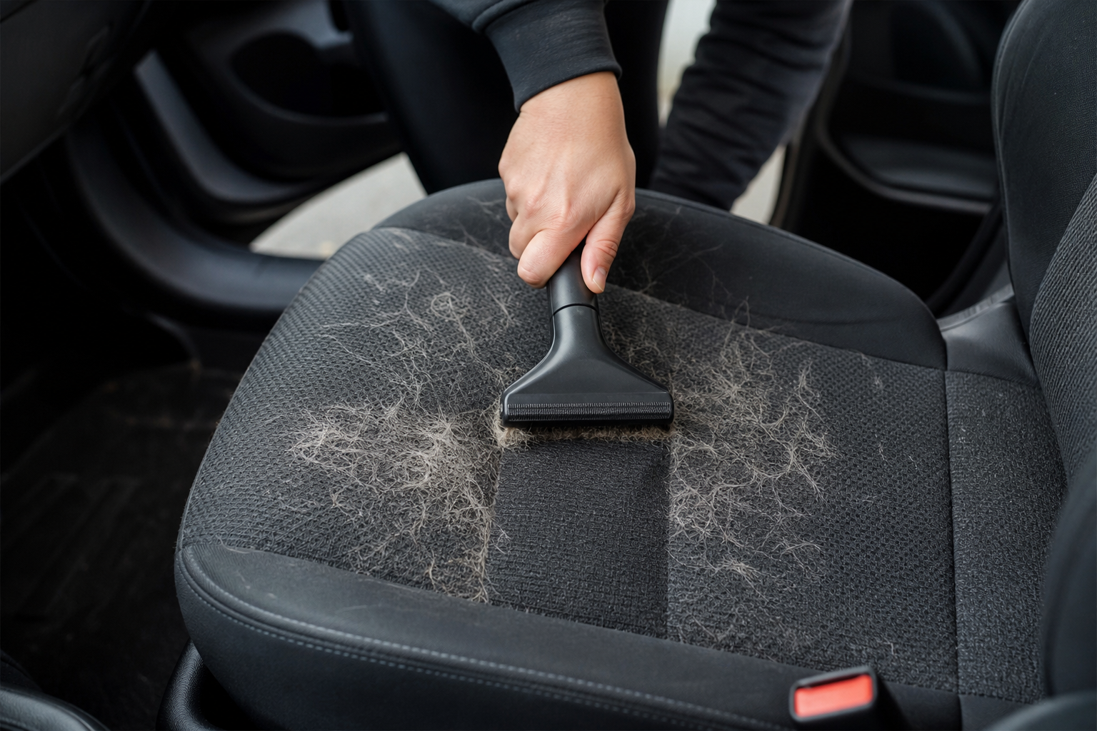 Ordered damage-free steps to remove pet hair from car seats — pet hair removal from car seats