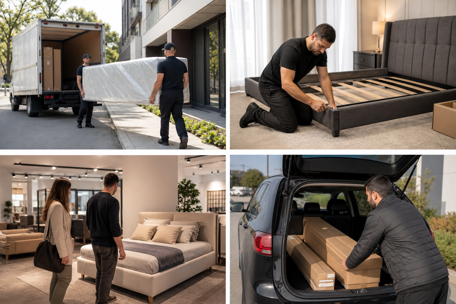 Delivery, assembly, showroom visits, and local pickup at AFBDECOR — bed frame styles